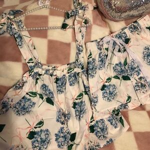 Holiday SALE beautiful Love  Shack fancy inspired  PJ set with Pearl hanger